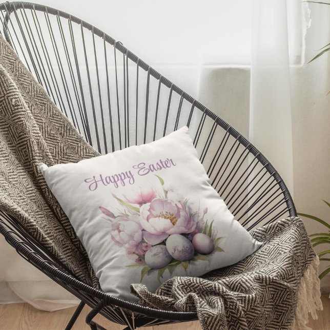Coussin Joyeux Pâques | OEufs de Pâques | Floral | Pâques (Créateur téléchargé)