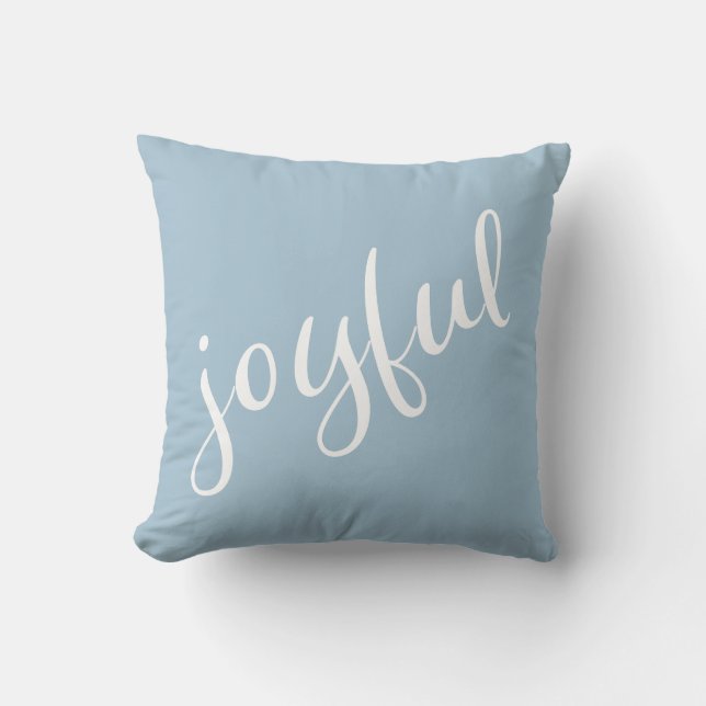 Coussin Joyeux Pastel Blue Script Noël (Recto)