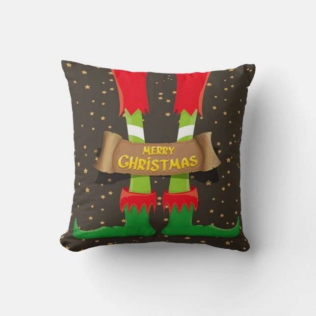 Coussin Joyeux pattes d'elfes de Noël (Recto)