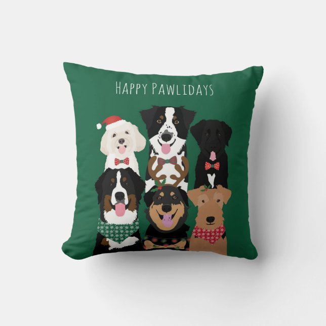 Coussin Joyeux Pawlidays Noël mignon (Recto)