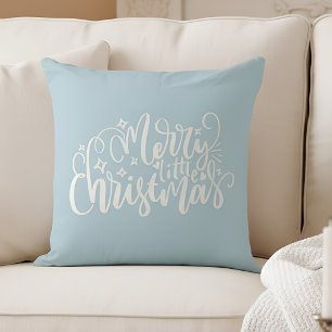 Coussin Joyeux petit Noël en bleu clair Jeu d'oreiller