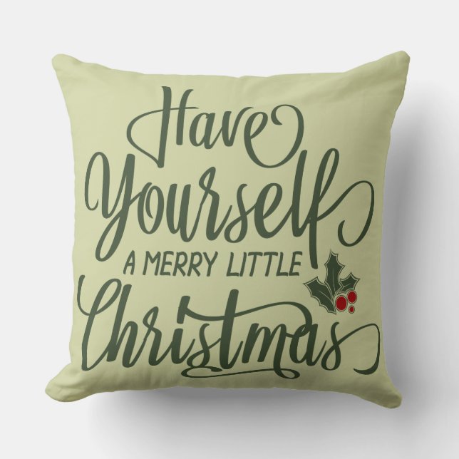 Coussin Joyeux petit Noël | Holly Berries & Text (Recto)
