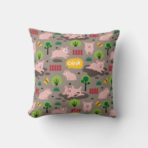 Coussin Joyeux Piglets Dans L'Oreiller À Jets De Boue