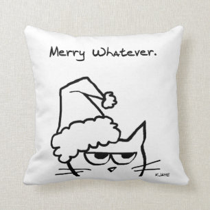 Coussin Joyeux quoi que - le chat fâché est un bougon de