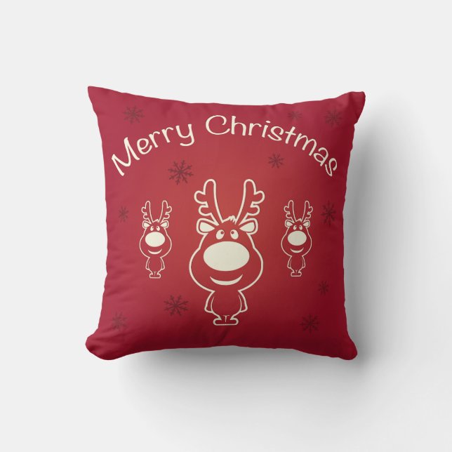 Coussin Joyeux rennes de Noël (Recto)
