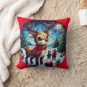 Coussin Joyeux rennes en hiver merveilleux avec des amis