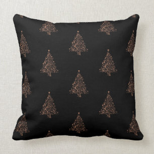 Coussin Joyeux sapin de Noël Motif noir Brown cuivre