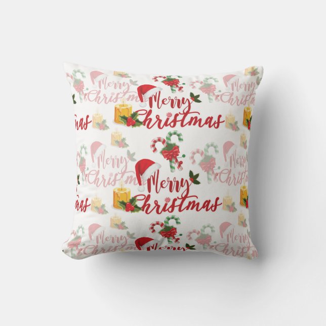 Coussin Joyeux script de calgraphie de Noël (Recto)