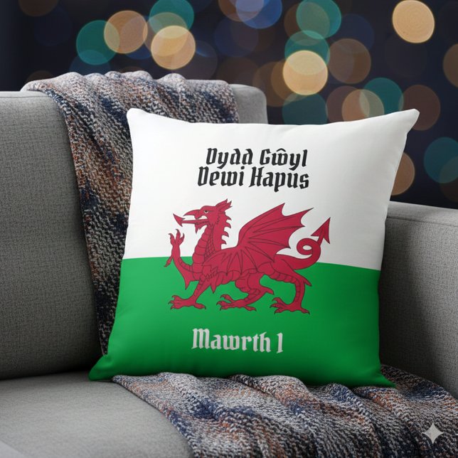 Coussin Joyeux St. David's Day Red Dragon Gallois Drapeau (Happy St. David's Day Welsh Flag Throw Pillow Cover Photo)