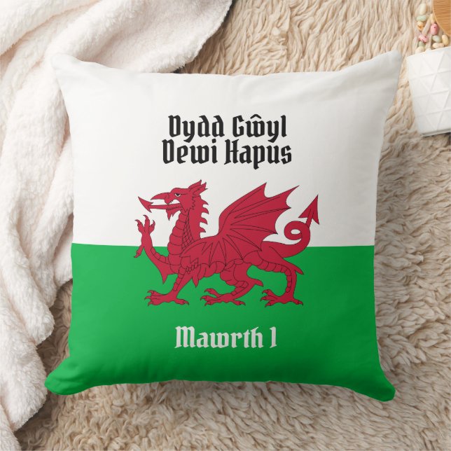 Coussin Joyeux St. David's Day Red Dragon Gallois Drapeau (Couverture)