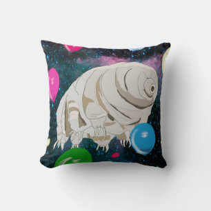 Coussin Joyeux Tardigrade flottant à travers l'espace et l