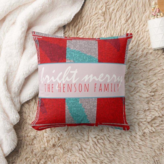 Coussin Joyeux Tricot rouge Knit de Noël (Couverture)