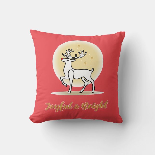 Coussin Joyful & Bright Christmas Reindeer (Recto)