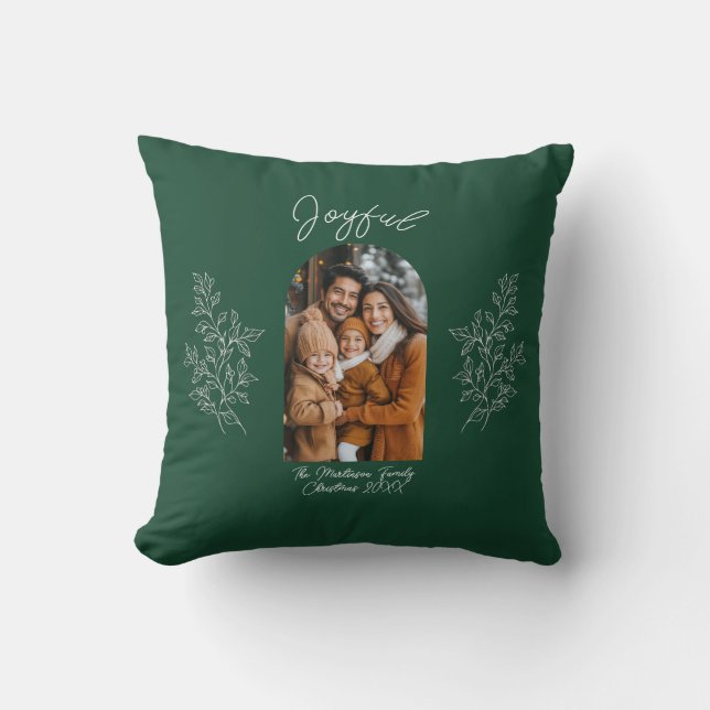 Coussin Joyful Modern Arch Family Photo Christmas (Recto)