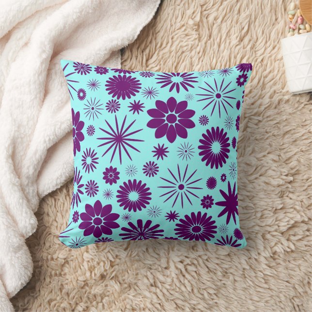 Coussin Jumbo bleu violet et bleu Aqua Floral (Couverture)