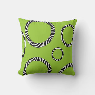 Coussin Jumbo Lime, Noir, Cercles blancs triés