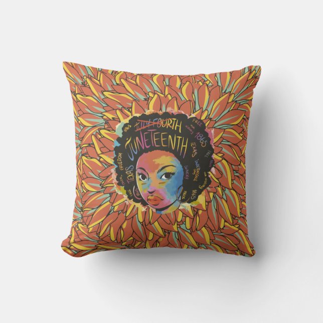 Coussin Juneteenth Tournesol - 1865 Jour de la liberté noi (Recto)