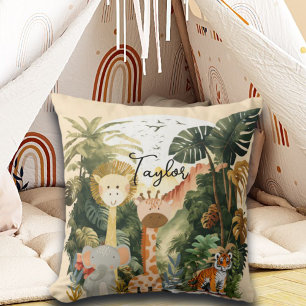 Coussin Jungle Animaux Safari exotique rêve
