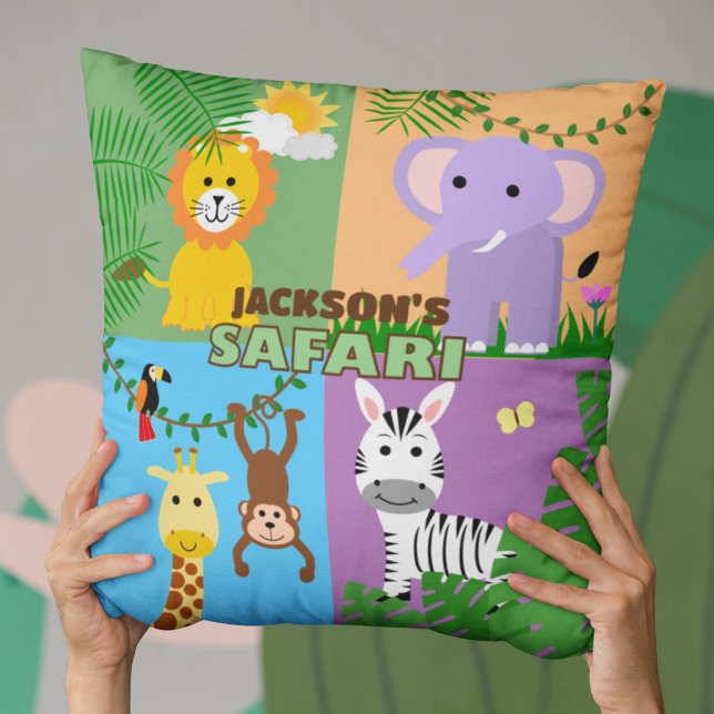 Coussin Jungle Safari animal sauvage Anniversaire de enfan (Créateur téléchargé)