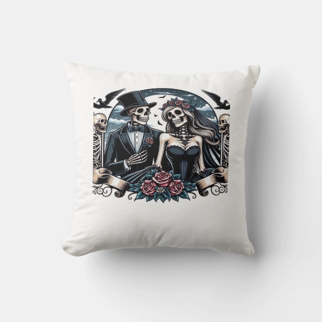 Coussin Jusqu'à la mort nous séparons - Amour gothique (Recto)