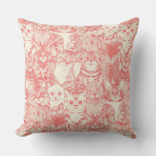 Coussin juste chatons corail rose