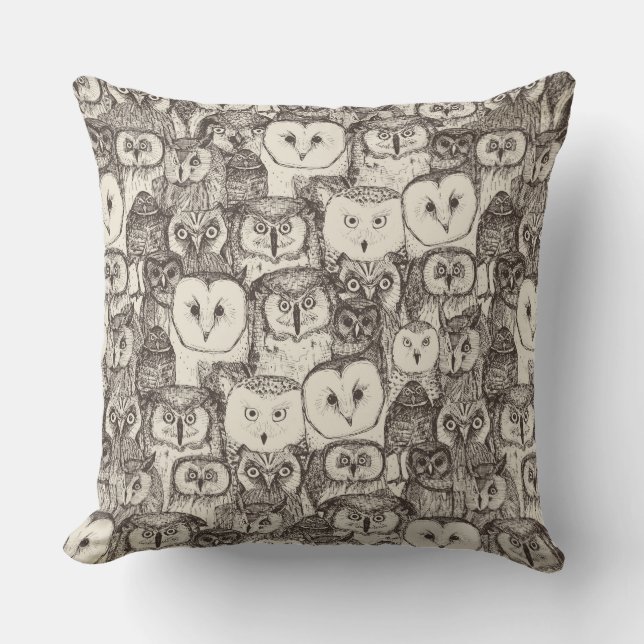 Coussin juste des hiboux naturels (Recto)