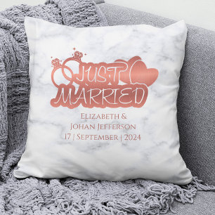 Coussin Juste Marié Élégant Rose Mariage Or Souvenirs