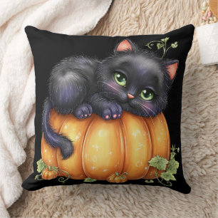 Coussin Juste traîner, Repos de chaton dans la citrouille