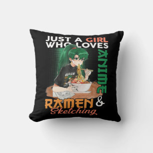 Coussin Juste Une Fille Qui Aime Anime Ramen Et Sketching