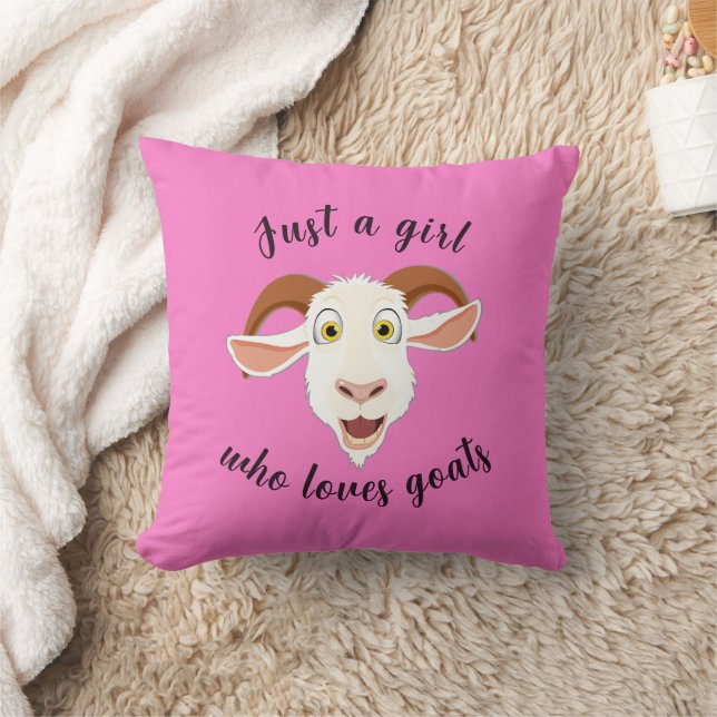 Coussin Juste Une Fille Qui Aime La Chèvre Mignonne Cartoo (Couverture)