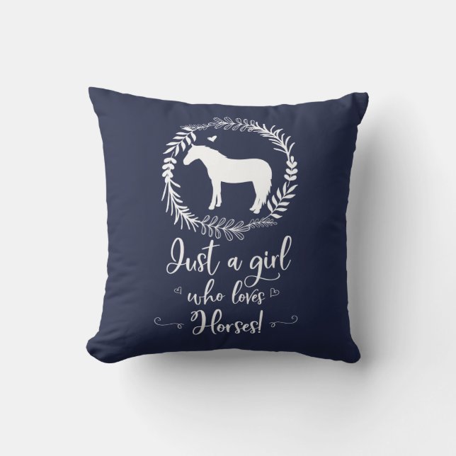 Coussin Juste une fille qui aime la silhouette de chevaux (Recto)