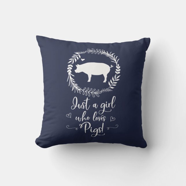 Coussin Juste une fille qui aime la silhouette de porcs (Recto)