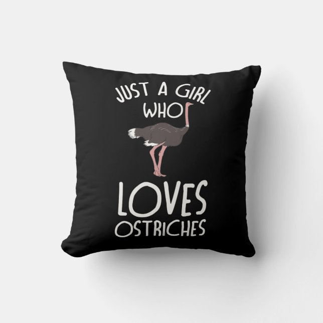 Coussin Juste une fille qui aime l'AUTRUCHE drôle (Recto)