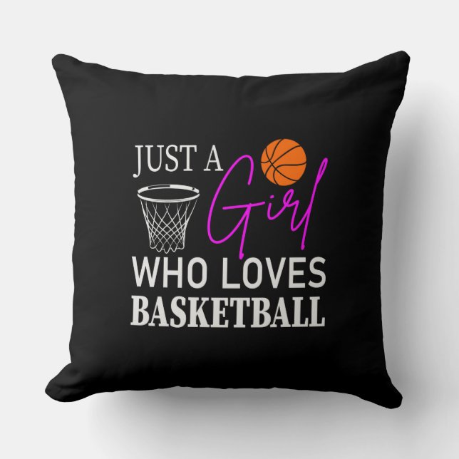 Coussin Juste une fille qui aime le basket-ball lancer l'o (Recto)