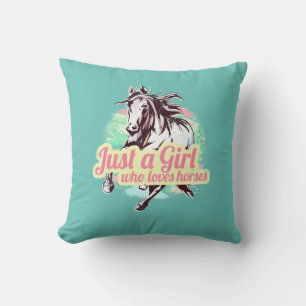 Coussin Juste Une Fille Qui Aime Les Chevaux Aquarelle Vin