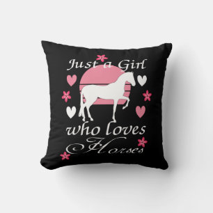 Coussin Juste une fille qui aime les chevaux en rose Rose