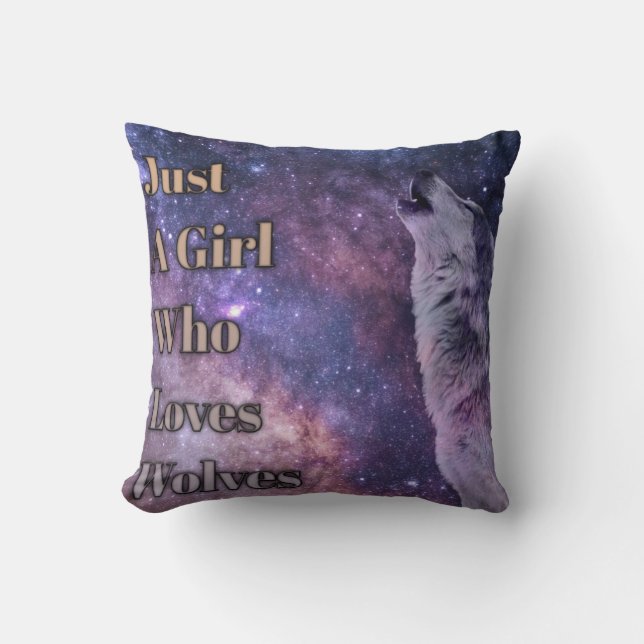 Coussin Juste une fille qui aime les loups, Amateur de lou (Recto)