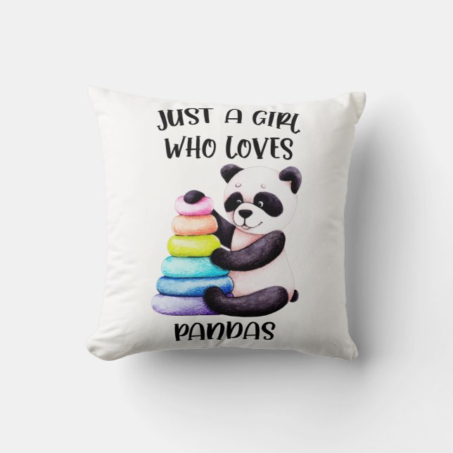 Coussin Juste une fille qui aime les pandas (Recto)