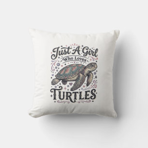 Coussin Juste une fille qui aime les tortues Vintage conce