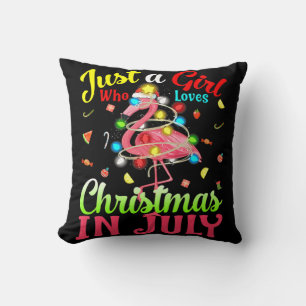 Coussin Juste Une Fille Qui Aime Noël En Flamant rose Juil