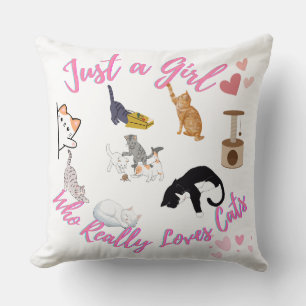 Coussin Juste une fille qui aime vraiment les chats