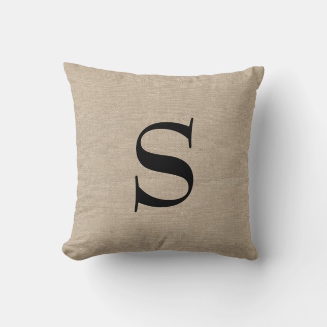 Coussin Jut initial chic rustique de toile de jute de (Recto)
