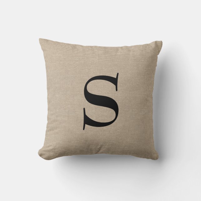 Coussin Jut initial chic rustique de toile de jute de (Recto)