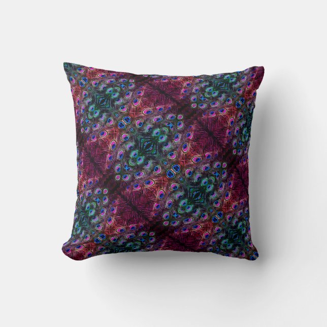 Coussin Kaleidoscope de Boho Turquoise et de Bourgogne (Recto)