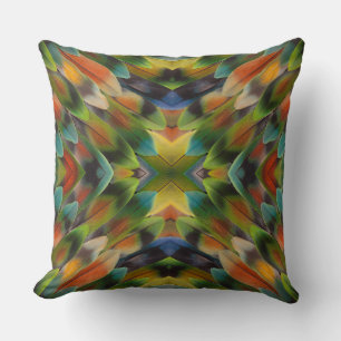 Coussin Kaléidoscope de plumes d'oiseau
