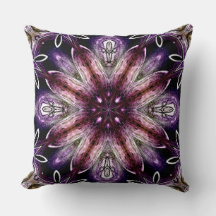 Coussin Kaleidoscope de violet et de fleur cosmique magent