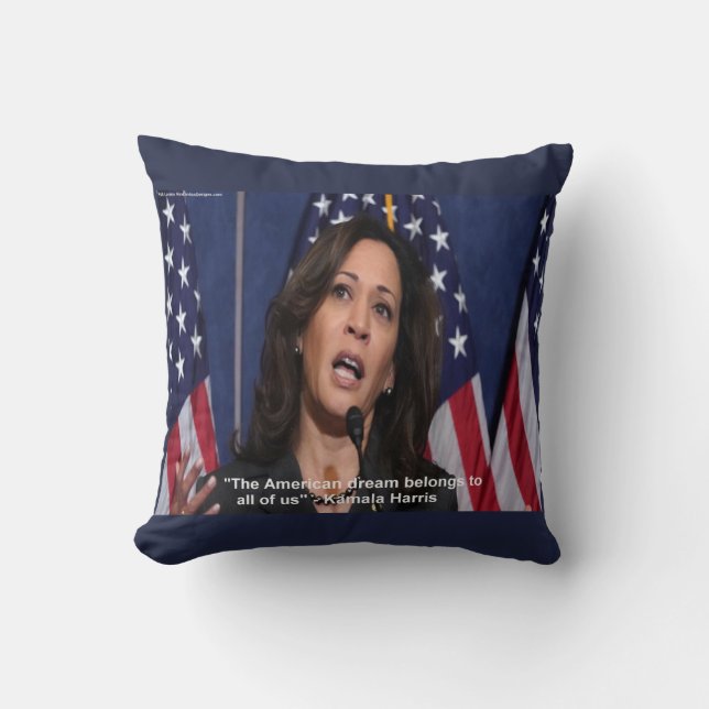 Coussin Kamala Harris et American Dream Citation Jeter l'o (Recto)