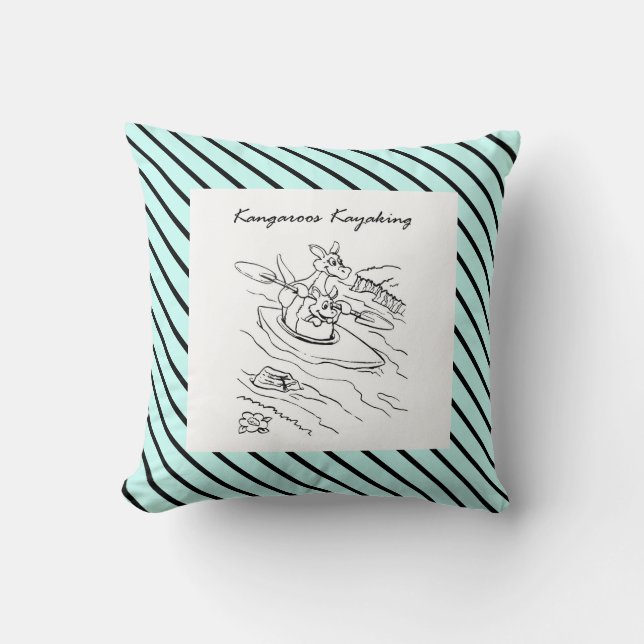 Coussin Kangooroos moderne naissance bébé garçon noir (Recto)