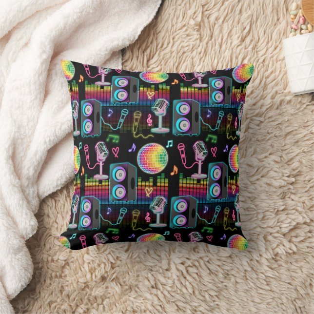Coussin Karaoke Neon Glow Singing Music Party (Couverture)