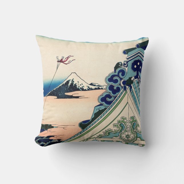 Coussin Katsushika Hokusai - Asakusa Honganji temple, Edo (Recto)